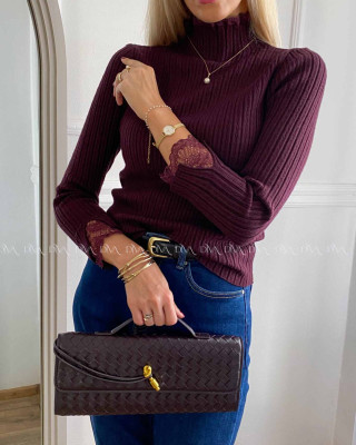 Rolák s krajkou burgundy AA 23