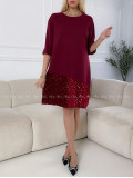 Šaty s flitrovaným lemom burgundy A 182 Šaty s flitrovaným lemom burgundy A 182