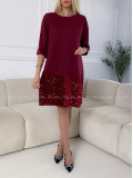 Šaty s flitrovaným lemom burgundy A 182 Šaty s flitrovaným lemom burgundy A 182