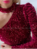 Flitrované mini šaty glami burgundy A 179