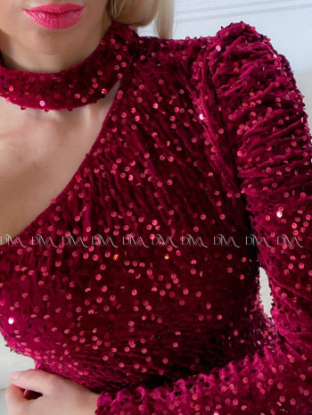 Flitrované mini šaty glami burgundy AA 179 Flitrované mini šaty glami burgundy AA 179