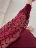 Šaty so sieťovanými rukávmi a trblietkami burgundy A 185 Šaty so sieťovanými rukávmi a trblietkami burgundy A 185