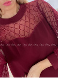 Šaty so sieťovanými rukávmi a trblietkami burgundy A 185 Šaty so sieťovanými rukávmi a trblietkami burgundy A 185