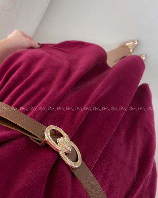 Zamatové šaty red cherry s opaskom MM 143