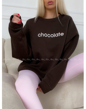 Oversize mikina chocolate čokoládová A 195