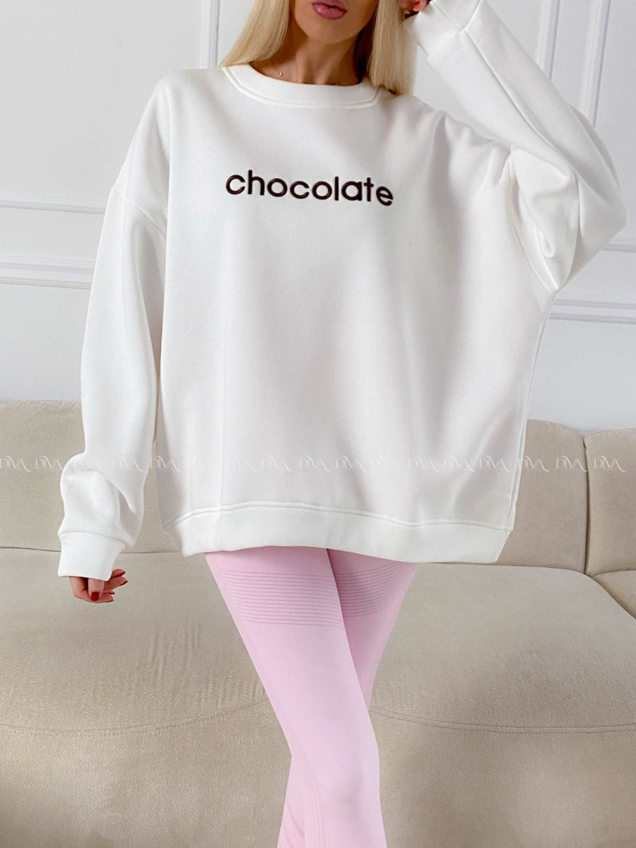Oversize mikina chocolate biela A 195 Oversize mikina chocolate biela A 195
