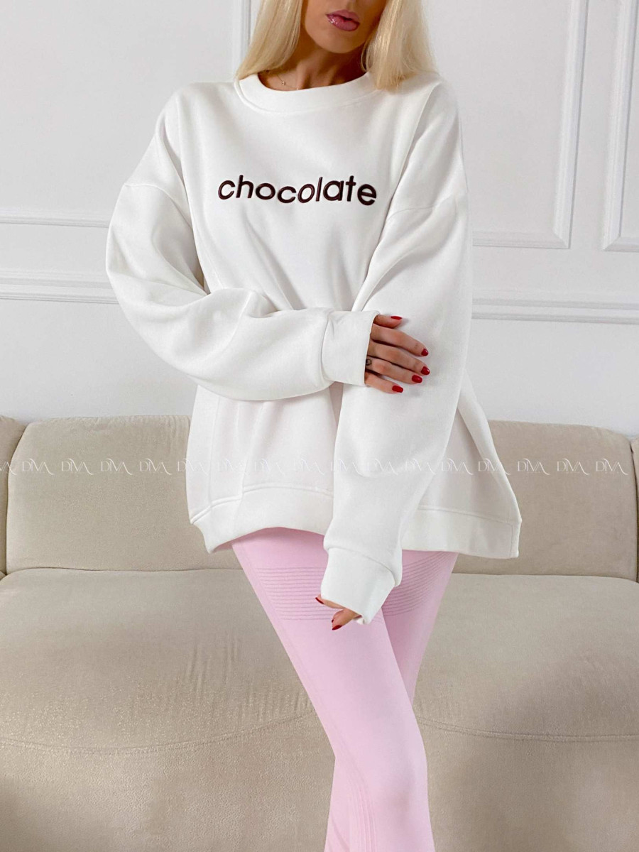 Oversize mikina chocolate biela A 195 Oversize mikina chocolate biela A 195