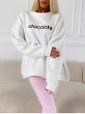 Oversize mikina chocolate biela A 195 Oversize mikina chocolate biela A 195