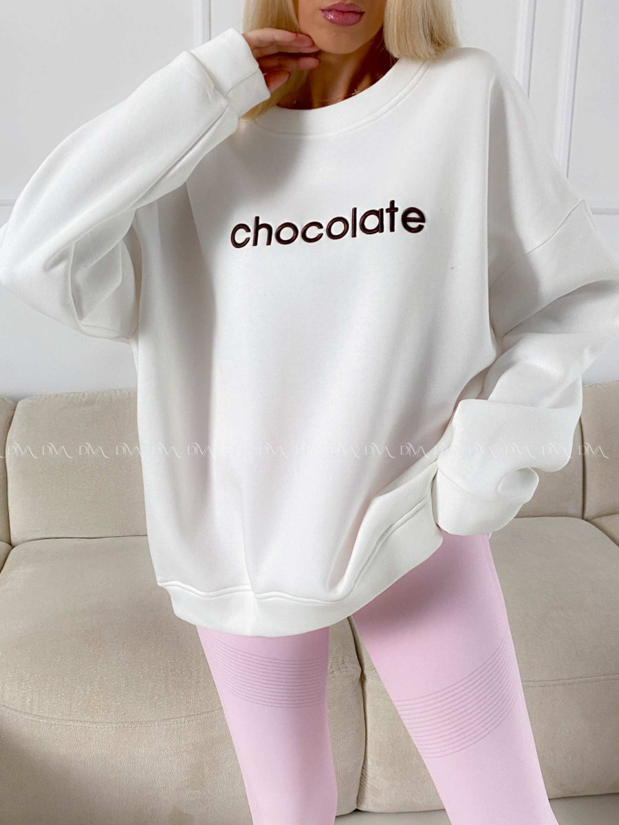 Oversize mikina chocolate biela A 195 Oversize mikina chocolate biela A 195