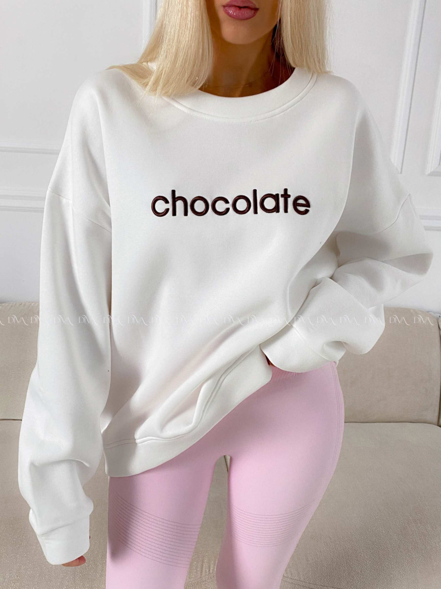 Oversize mikina chocolate biela A 195 Oversize mikina chocolate biela A 195