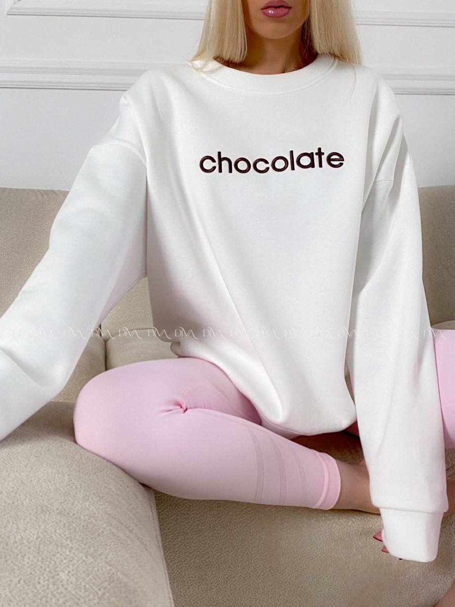 Oversize mikina chocolate biela A 195 Oversize mikina chocolate biela A 195