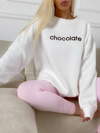 Oversize mikina chocolate biela A 195