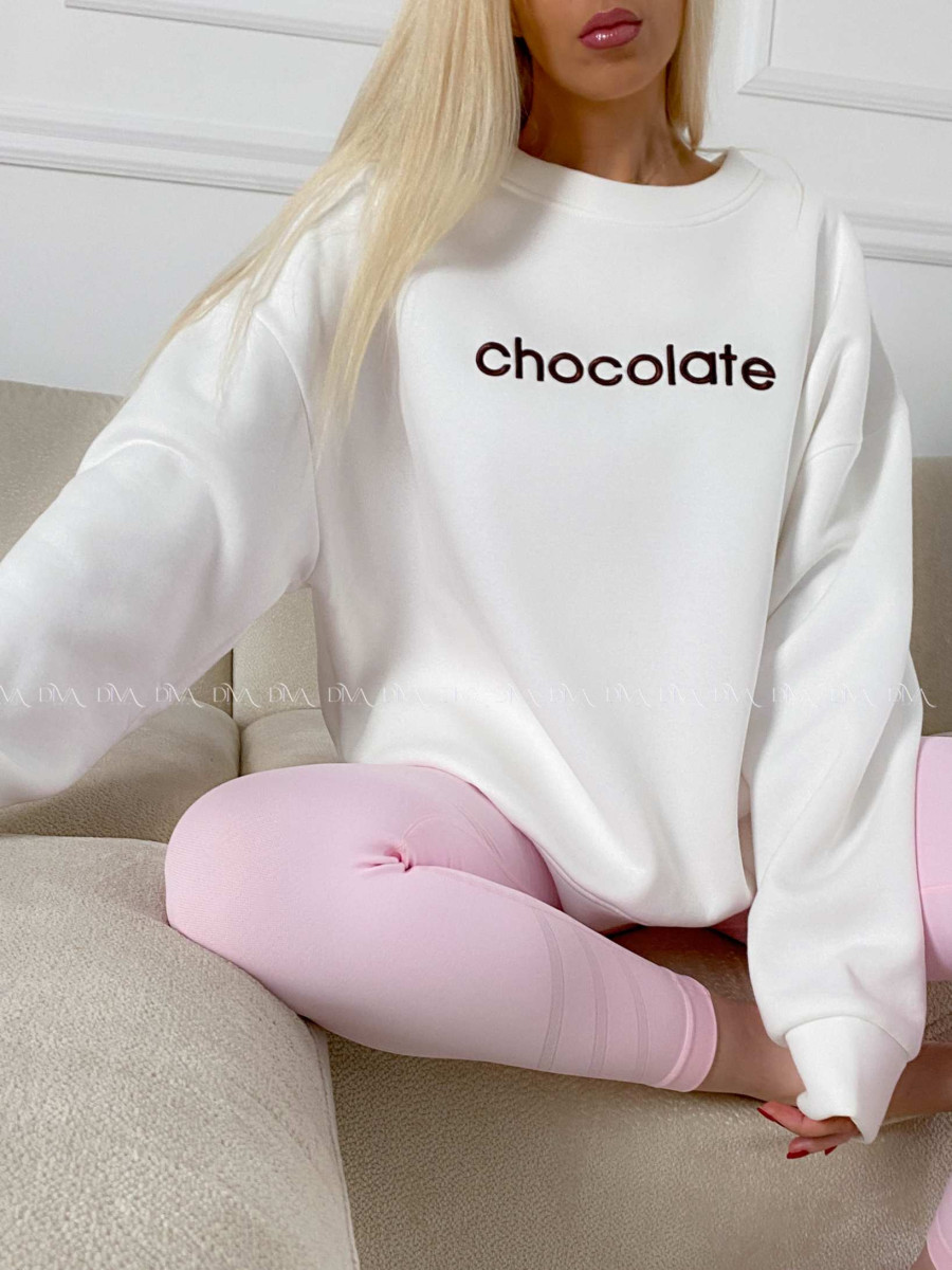 Oversize mikina chocolate biela A 195 Oversize mikina chocolate biela A 195