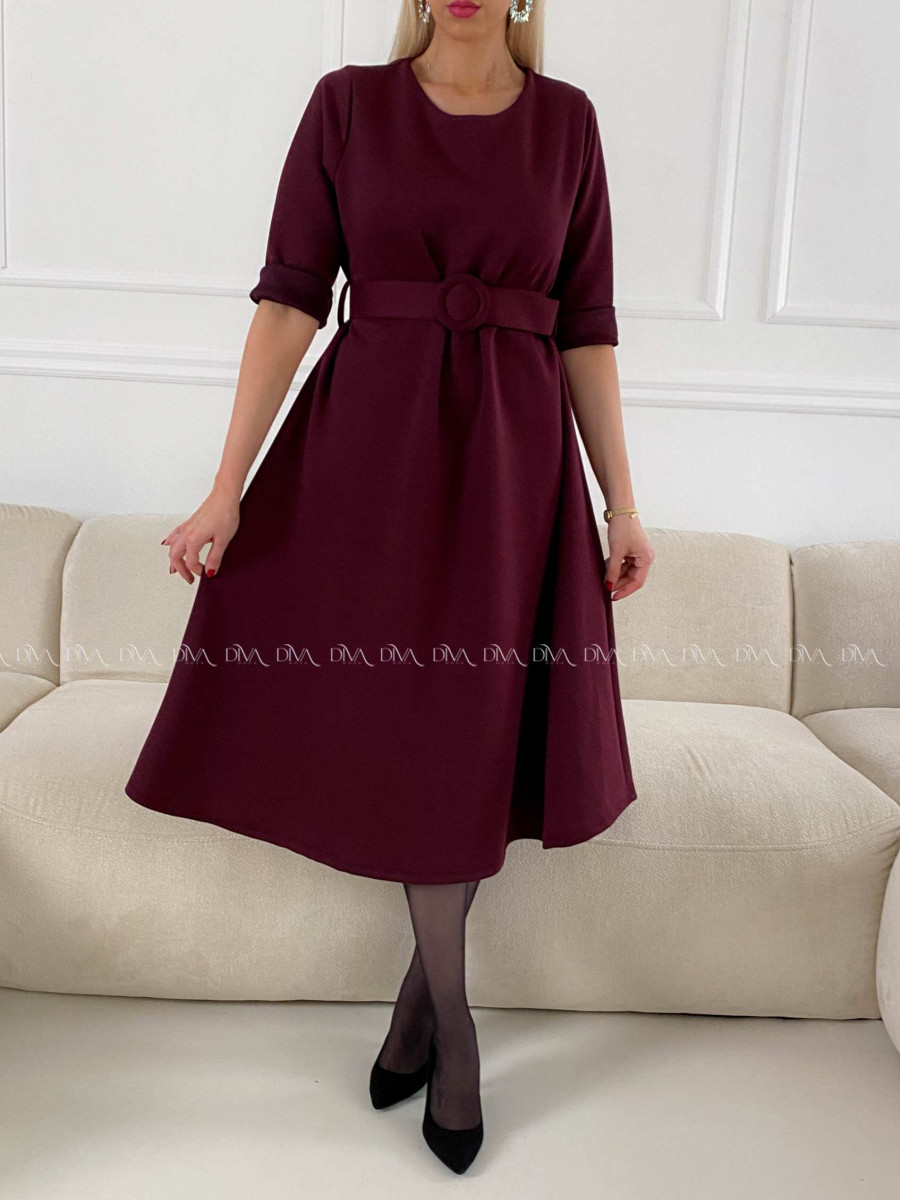 Teplé A- šaty s opaskom Mia burgundy A 200 Teplé A- šaty s opaskom Mia burgundy A 200