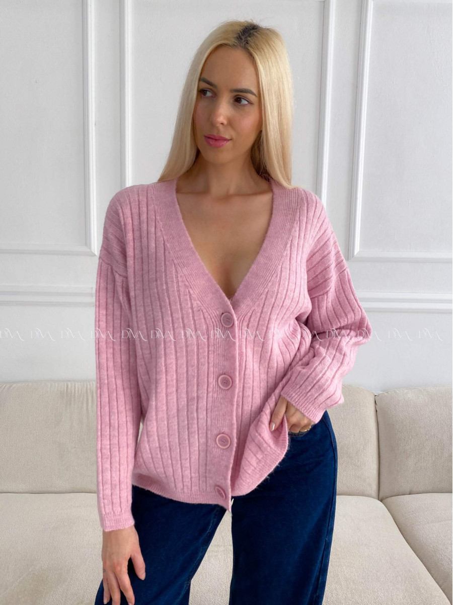 Oversize kardigan na gombíky ružový B 12