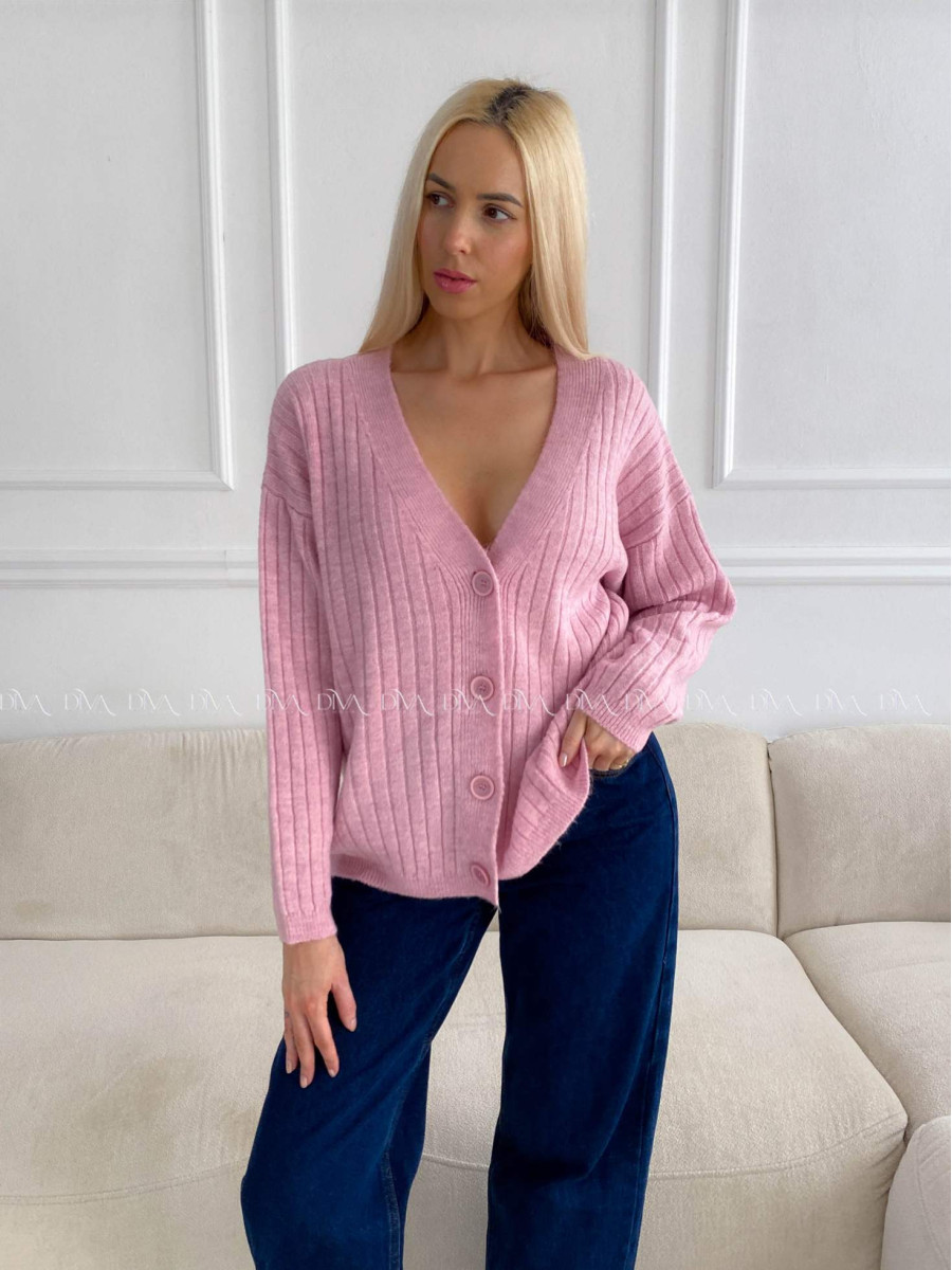 Oversize kardigan na gombíky ružový B 12