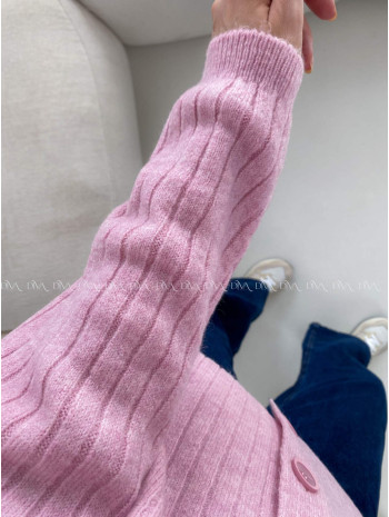 Oversize kardigan na gombíky ružový BB 12