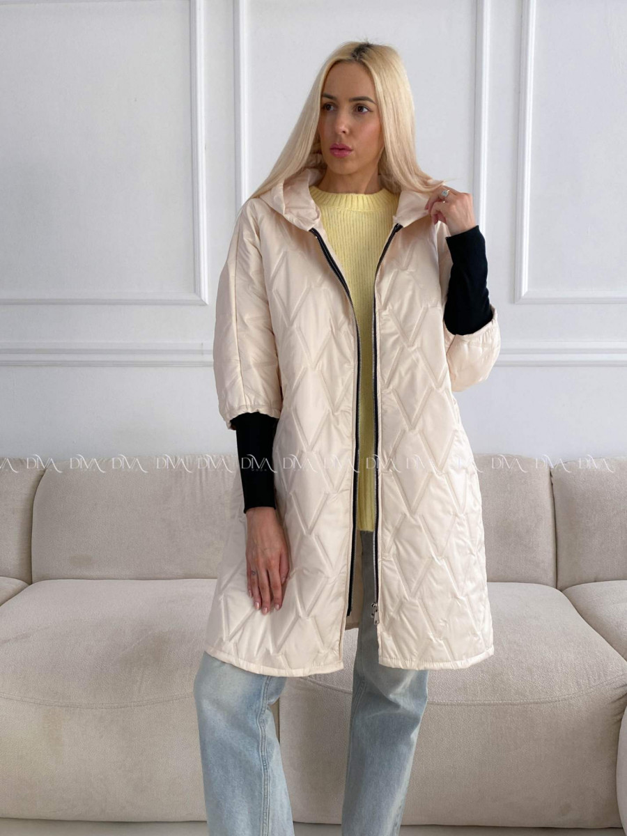 Prechodná oversize bunda s kapucňou maslová A 204 Prechodná oversize bunda s kapucňou maslová A 204
