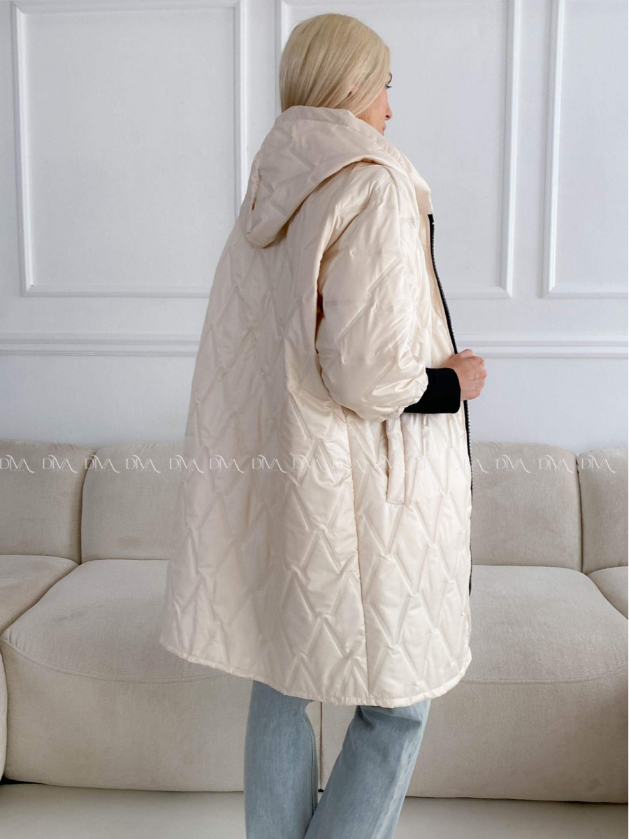 Prechodná oversize bunda s kapucňou maslová A 204 Prechodná oversize bunda s kapucňou maslová A 204