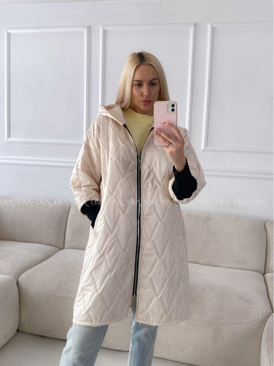 Prechodná oversize bunda s kapucňou maslová A 204 Prechodná oversize bunda s kapucňou maslová A 204