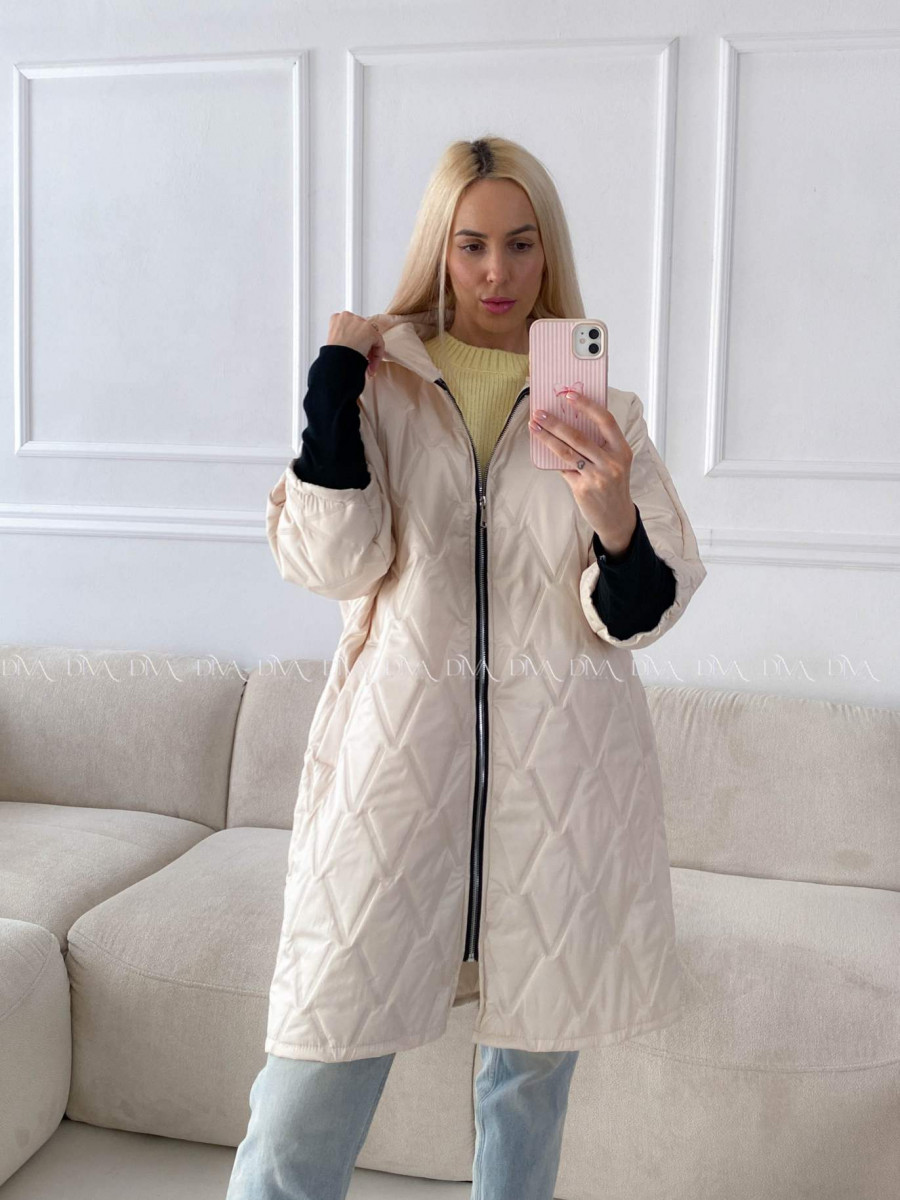 Prechodná oversize bunda s kapucňou maslová A 204 Prechodná oversize bunda s kapucňou maslová A 204