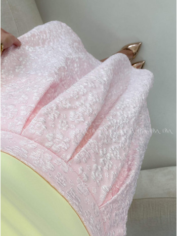 Tulipánová midi sukňa s 3D kvetmi ružová A 211