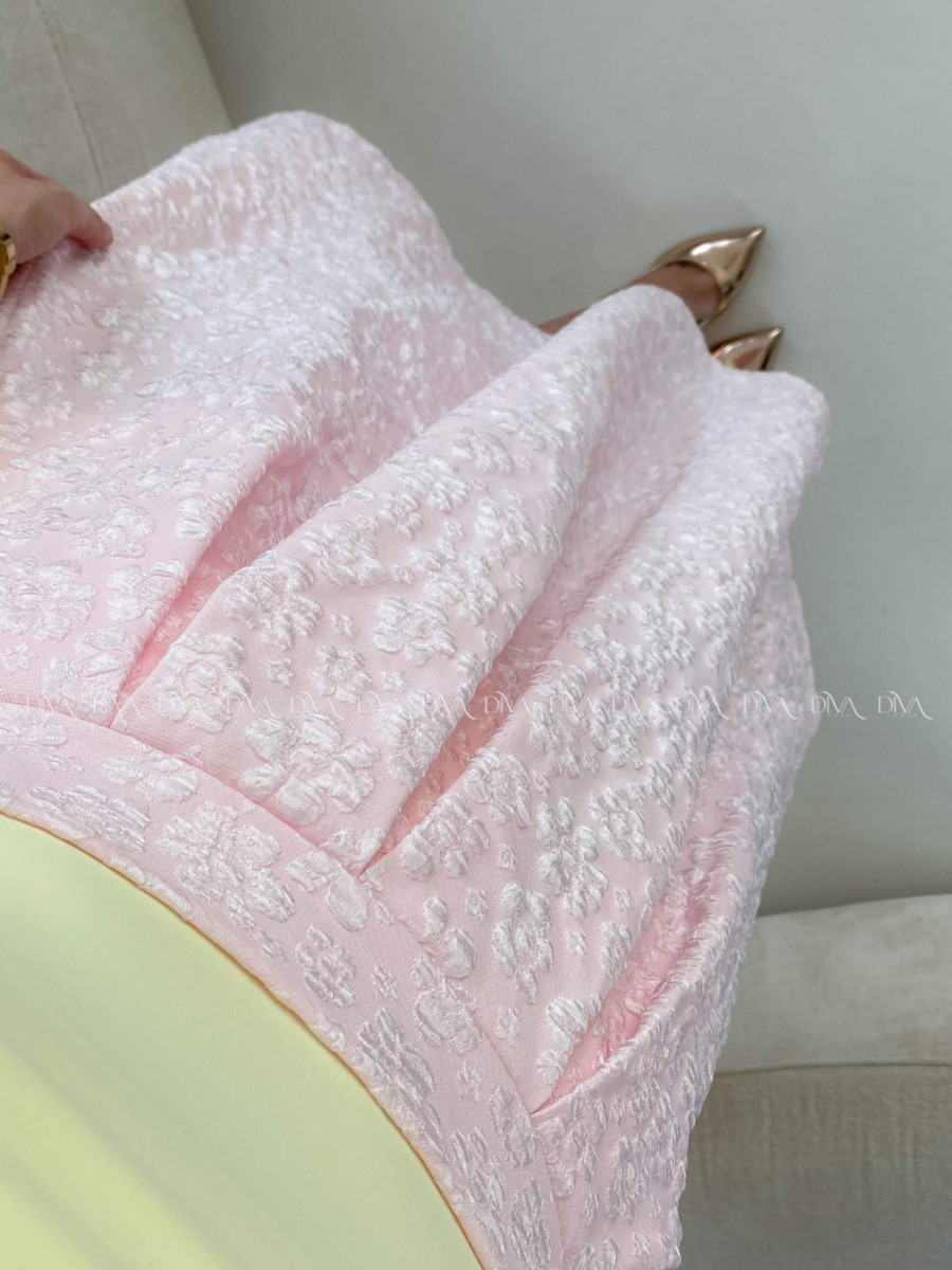 Tulipánová midi sukňa s 3D kvetmi ružová A 211