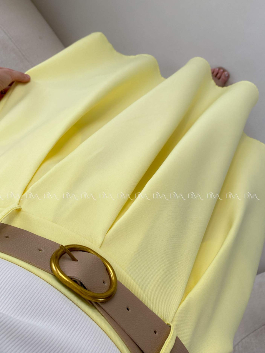 Tulipánová midi sukňa s opaskom žltá A 84