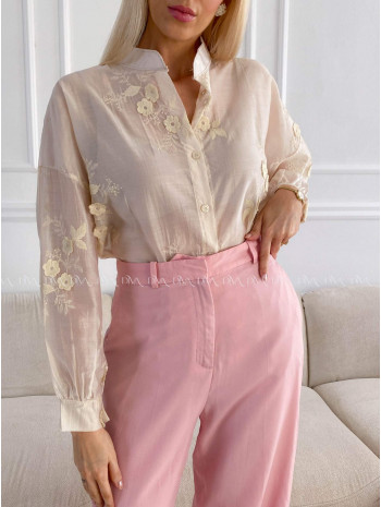 Blúzka s 3D kvetmi maslovo- béžová A 207
