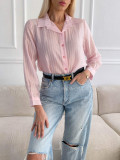 Ľahká pruhovaná blúzka ružová A 208