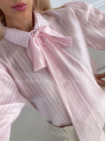 Ľahká pruhovaná blúzka ružová s mašľou A 209