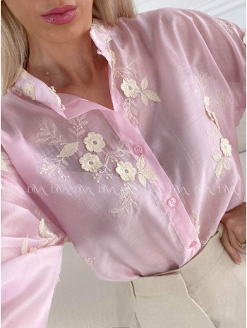 Blúzka s 3D kvetmi ružová A 207