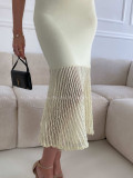 Úpletové priliehavé midi šaty s volánom butter yellow A 233