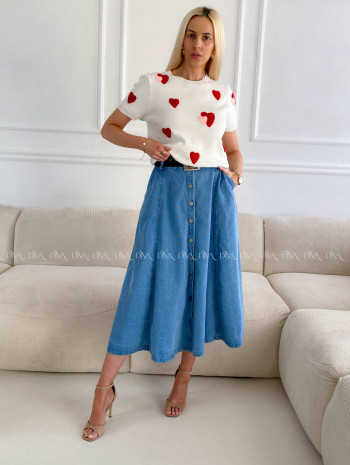 Riflová A - sukňa s gombíkmi modrá A 223