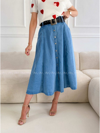 Riflová A - sukňa s gombíkmi modrá A 223