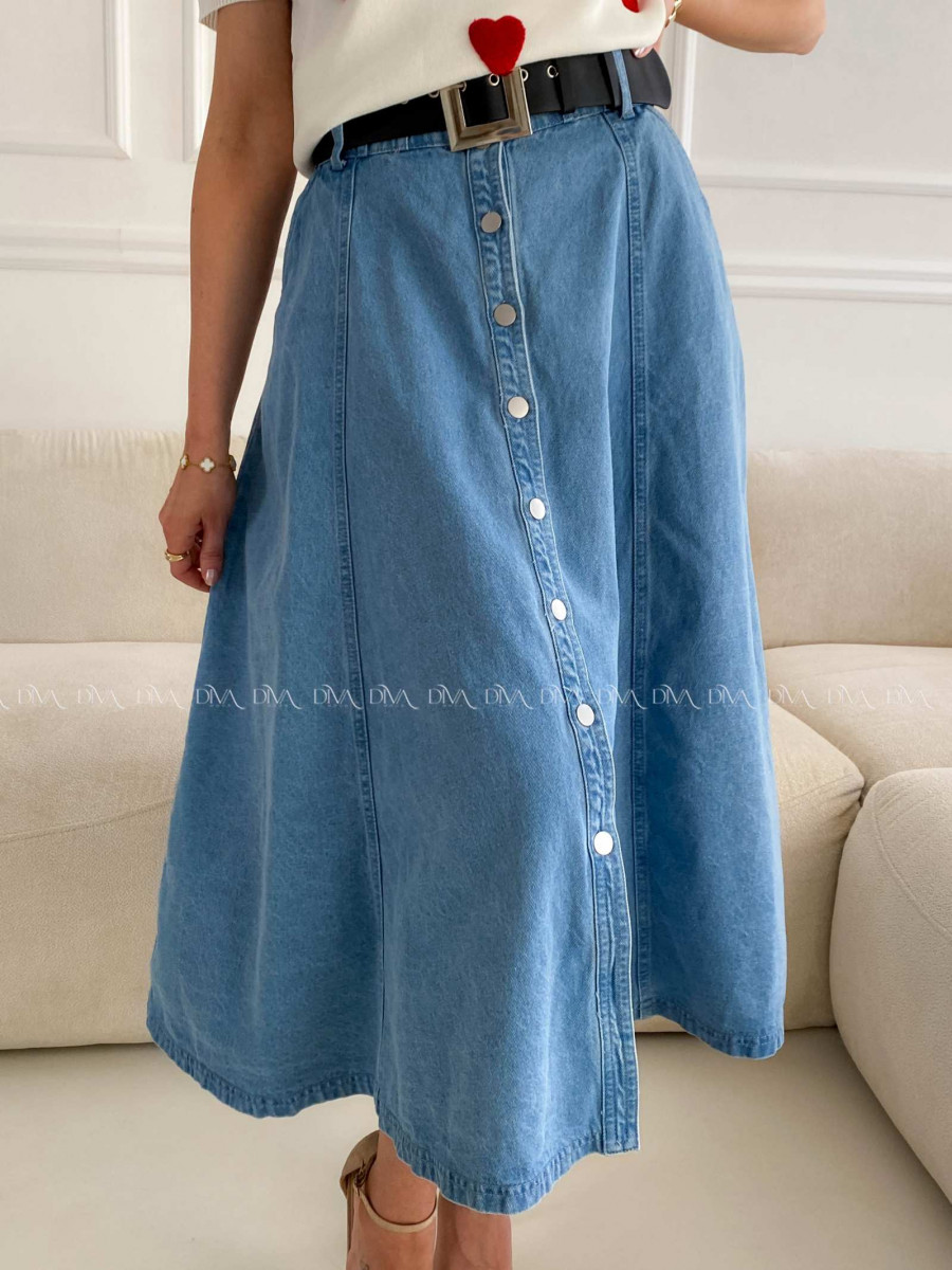 Riflová A - sukňa s gombíkmi modrá A 223