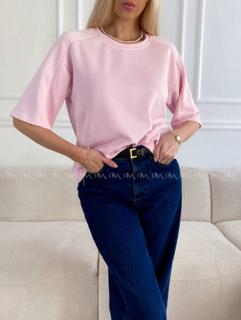 Hladké basic tričko Tally baby pink A 235