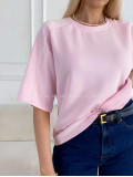 Hladké basic tričko Tally baby pink A 235