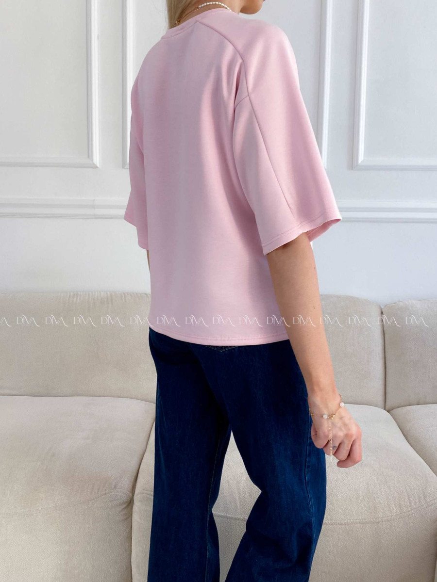 Hladké basic tričko Tally baby pink A 235