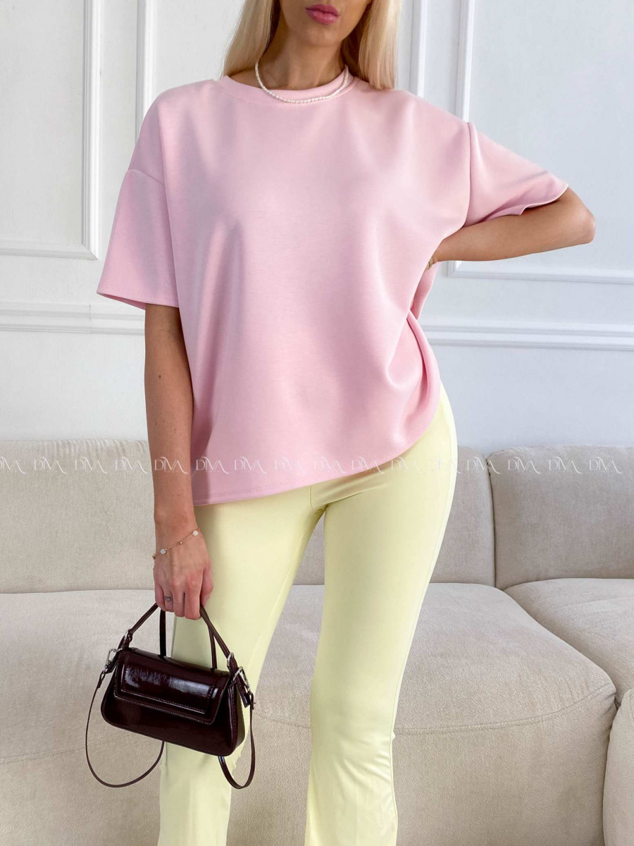 Hladké basic tričko Leon baby pink A 236