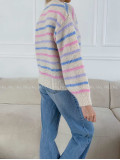 Pruhovaný sveter s balónovými rukávmi AB 4