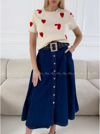 Riflová A - sukňa s gombíkmi tmavo modrá AB 14