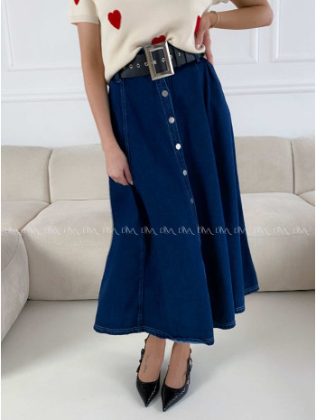 Riflová A - sukňa s gombíkmi tmavo modrá AB 14