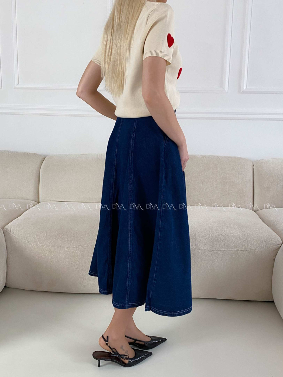 Riflová A - sukňa s gombíkmi tmavo modrá AB 14