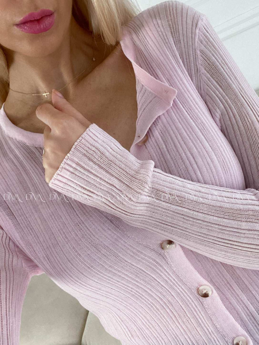 Tenký kardigan s tielkom baby pink AB 21