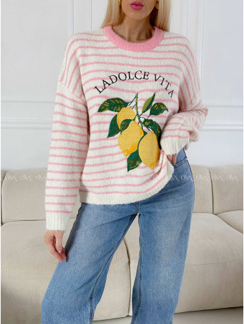 Sveter la dolce vita ružový AB 8