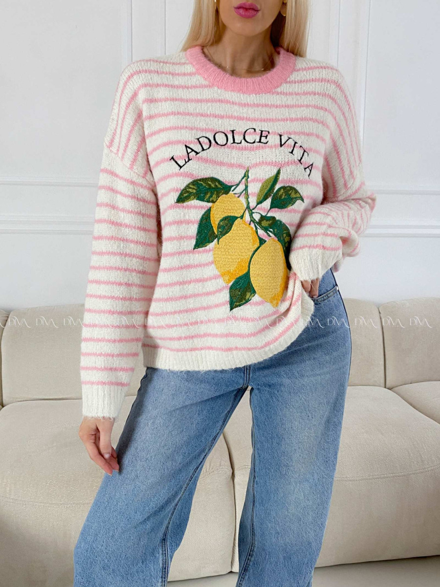 Sveter la dolce vita ružový AB 8