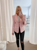 Bodkované sako s vystuženými ramenami ružové AB 34