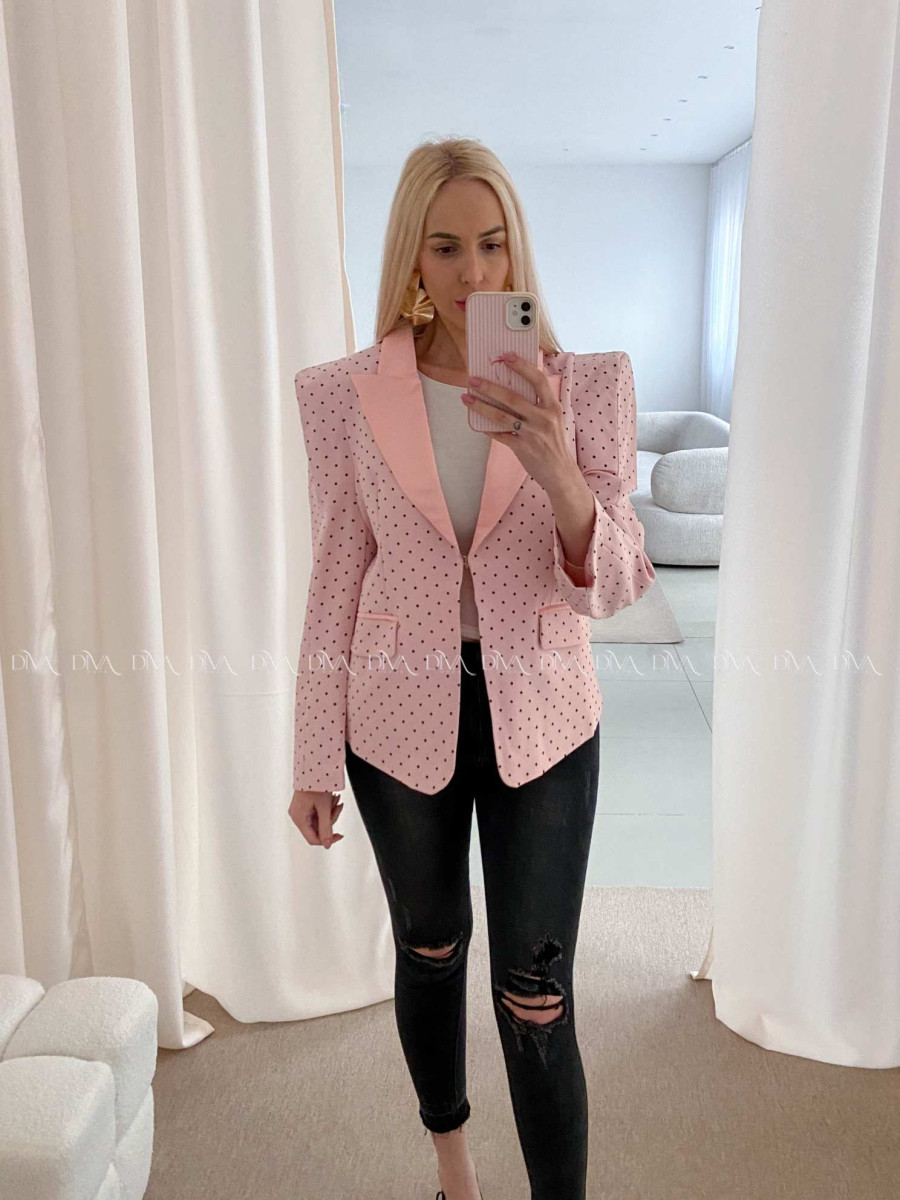 Bodkované sako s vystuženými ramenami ružové AB 34