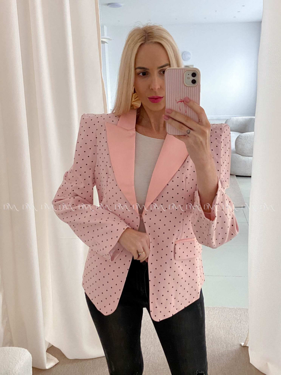 Bodkované sako s vystuženými ramenami ružové AB 34